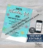 Winter Wonder Invitation, Editable Rodan Business Launch Party BBL Invite, R F Kissmas Winter Skincare, Electronic Digital
