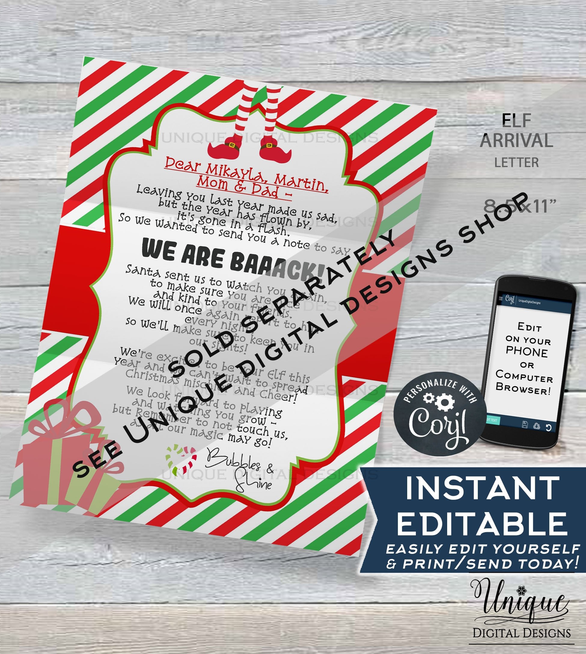 Editable Elf Arrival Letter, Elf Welcome Letter, Custom Santa Letter, editable-elf-arrival-letter-elf-welcome-letter-custom-santa-letter