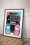 Penguin Gender Reveal Welcome Sign, He or She Waddle Baby Be, Editable Gender Reveal Chalkboard