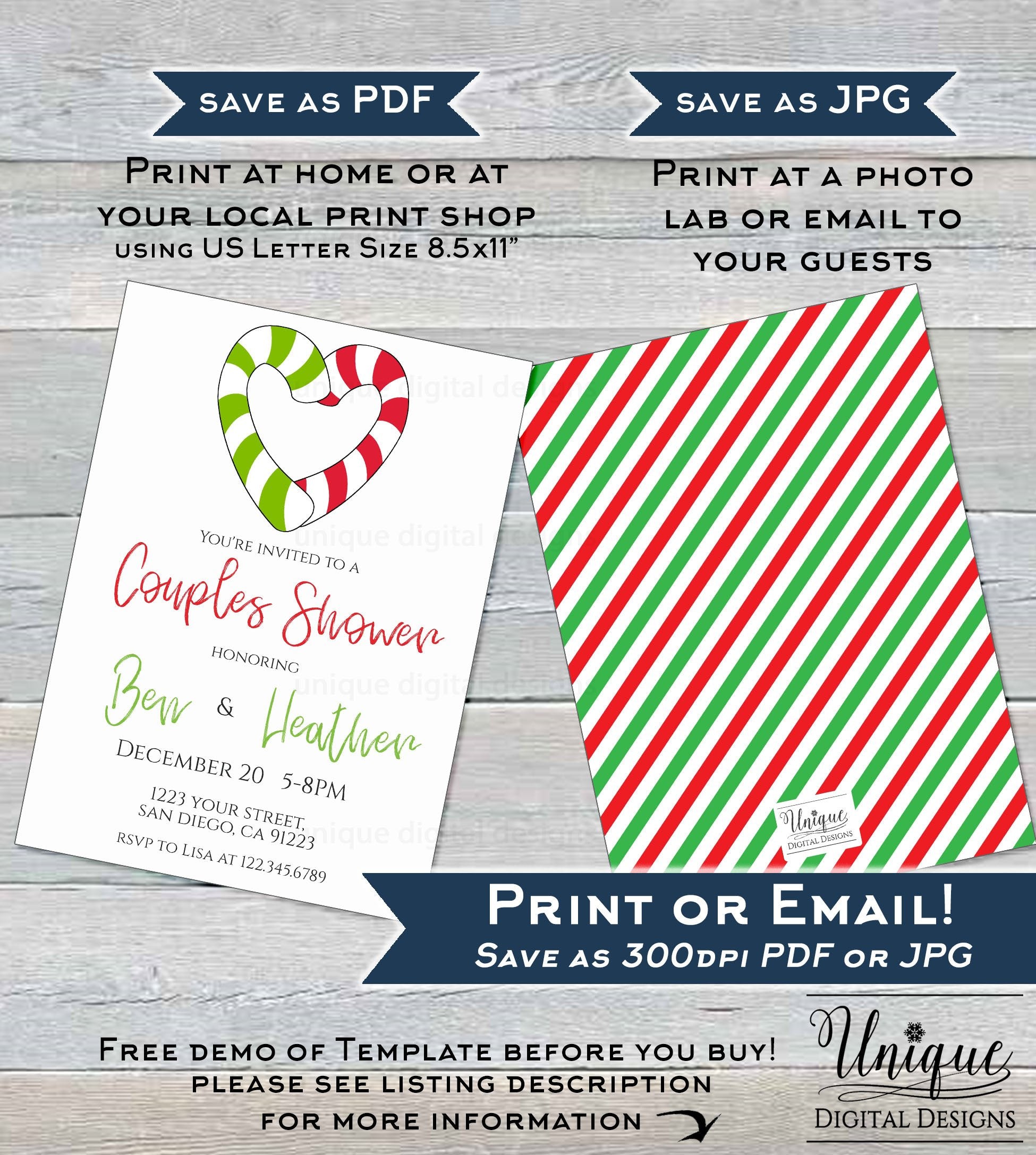 Editable Christmas Couples Shower Invitation, Winter Christmas Party I editable-christmas-couples-shower-invitation-winter-christmas-party-i