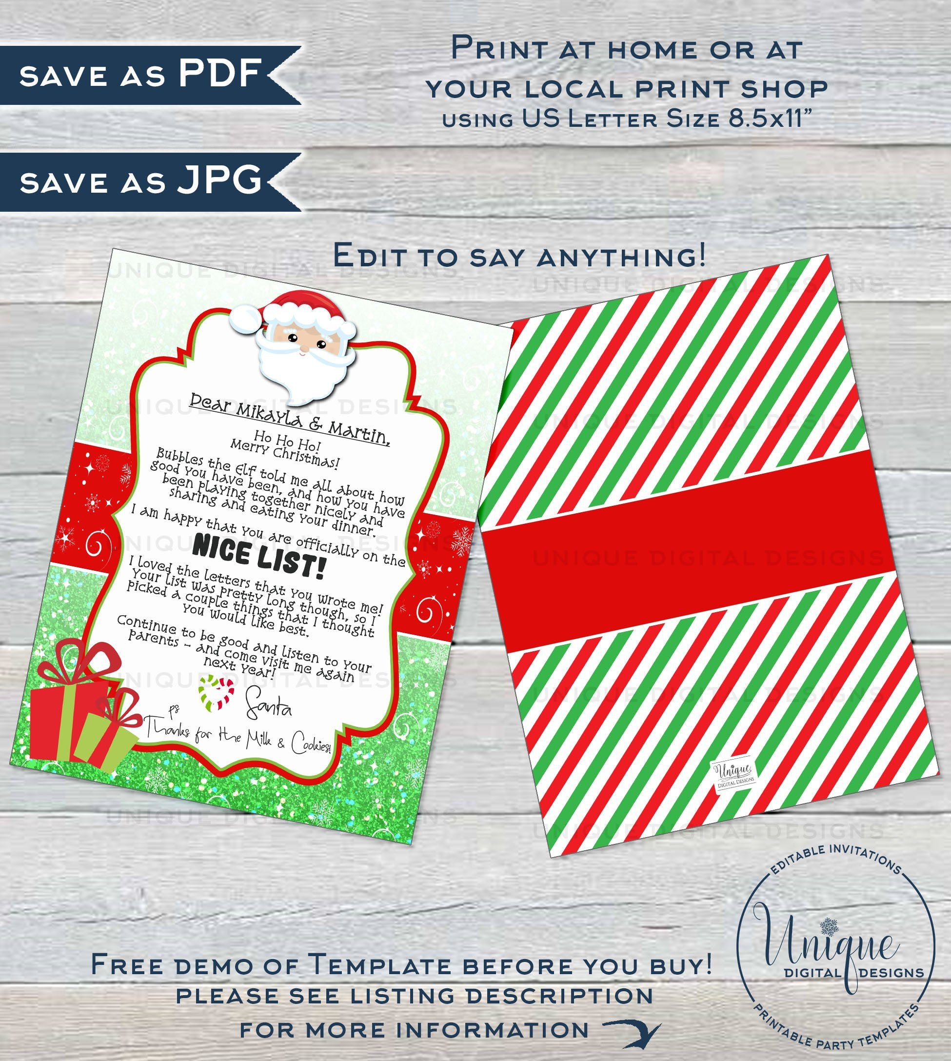 editable-letter-from-santa-printable-elf-goodbye-letter-custom-santa for Free Custom Letters From Santa Printable Editable Letter from Santa Printable, Elf Goodbye Letter, Custom Santa for Free Custom Letters From Santa Printable