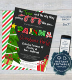 Christmas Pajama Party Invitations, Adult Christmas Invite, Editable Tree isn't only thing getting Lit, Holiday Printable