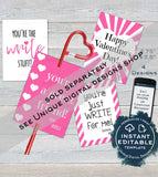 Editable Dinosaur Valentine Cards, Pencil Favor Tag Girls Valentine Card Classroom Valentines Day Printable Custom