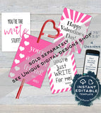 Valentine Card, Glow Stick Favor Tags, Kids Editable Valentines Cards Classroom, Light Up Valentines Day Printable