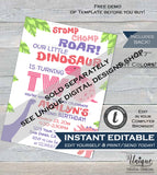 Editable Dinosaur Valentine Cards, Pencil Favor Tag Girls Valentine Card Classroom Valentines Day Printable Custom