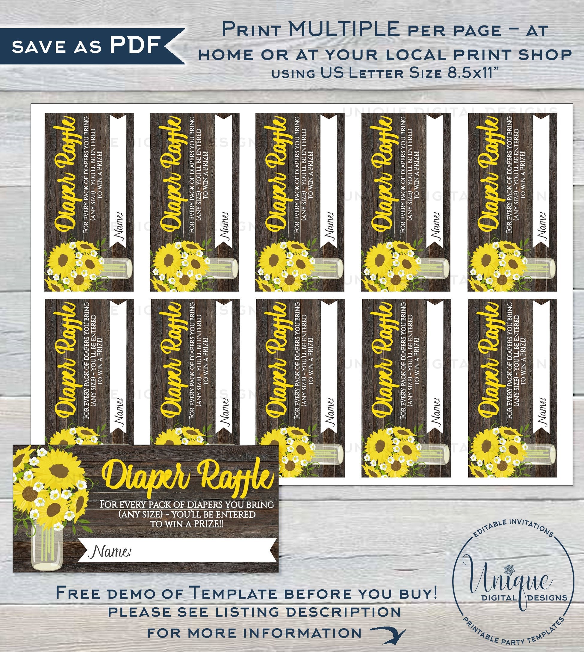 sunflower-baby-shower-diaper-raffle-ticket-books-for-baby-shower-invi for Free Printable Diaper Shower Invitations Sunflower Baby Shower Diaper Raffle Ticket, Books for Baby Shower Invi for Free Printable Diaper Shower Invitations