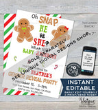 Christmas Gender Reveal Sign, Editable Gingerbread Theme Board, Oh Snap He or She What will Baby be?, Cast your Vote Sign,