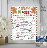 Oh Snap Christmas Gender Reveal Signs, Editable Old Wives Tales + Cast Your Vote Boards - Gingerbread