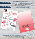 Let's Flamingle Baby Shower Invitation, Editable Girl Baby Sprinkle Invite Pink Flamingo Baby Shower Printable