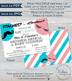 Staches or Lashes Gender Reveal Invitation, Lashes or Staches Baby Shower Invite Mustache Bow Custom Printable