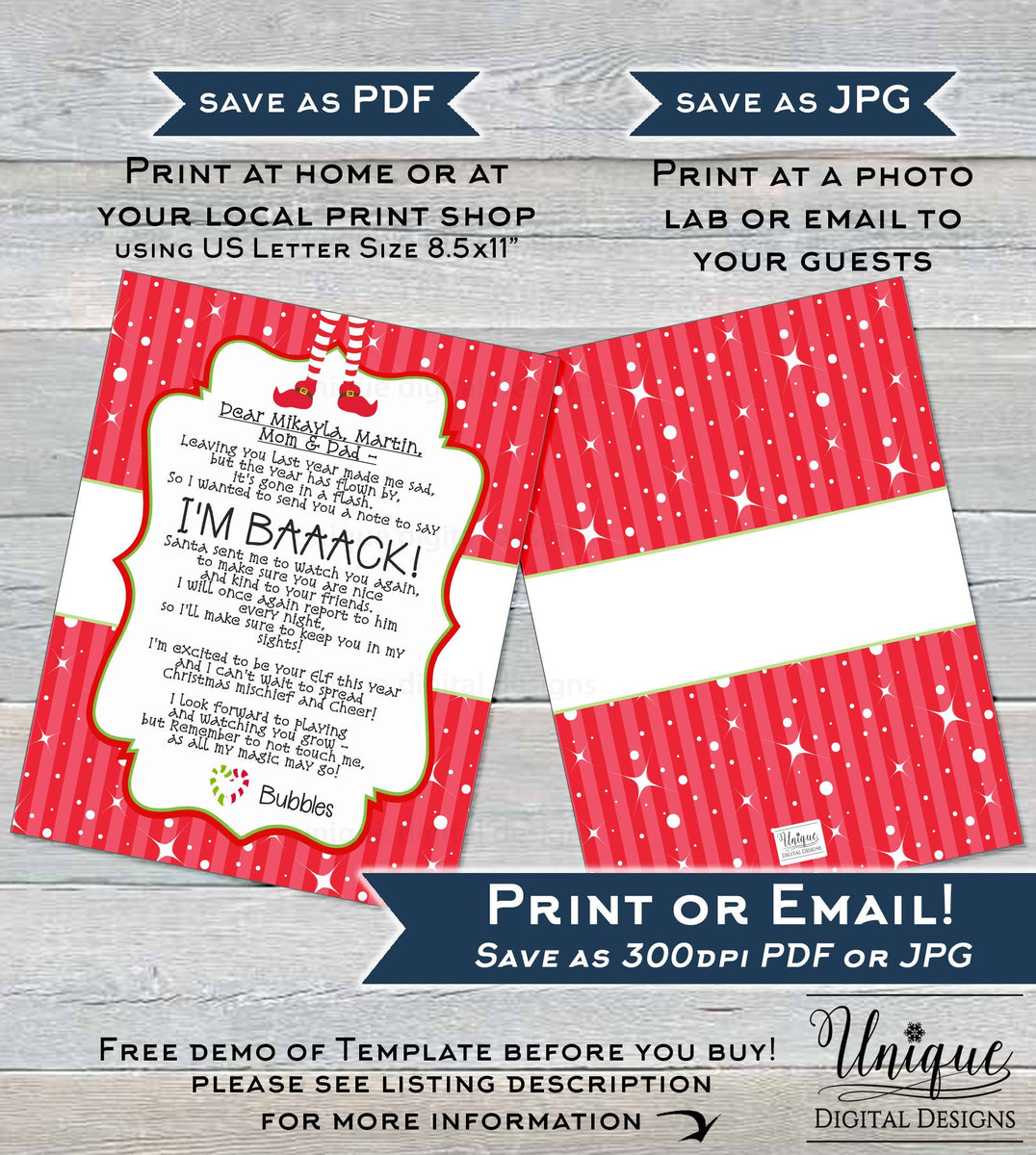 Editable Elf Arrival Letter, Elf Letter, Custom Santa Letter,