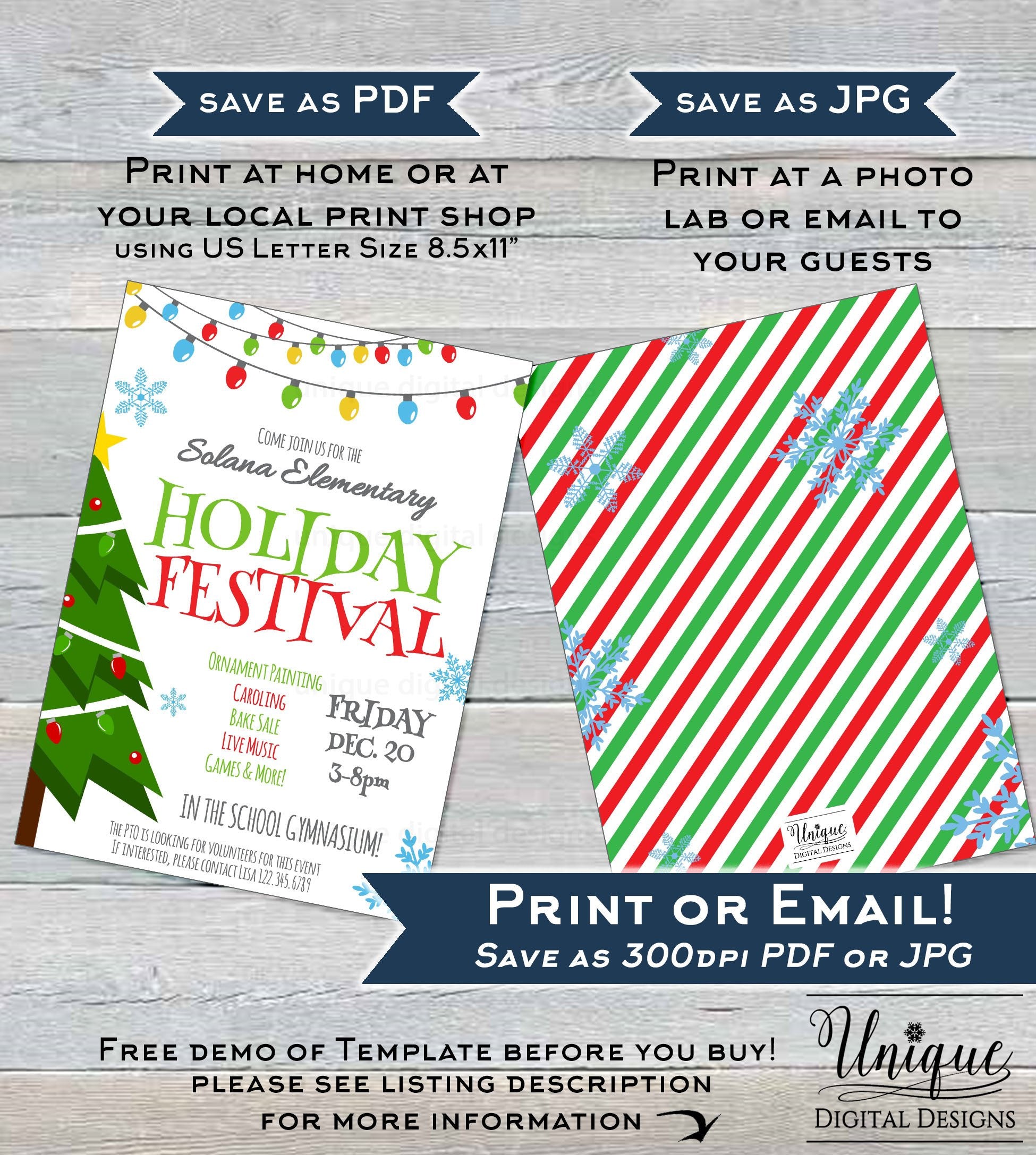 Holiday Festival Flyer, Editable Christmas Festival Invitation, Printa holiday-festival-flyer-editable-christmas-festival-invitation-printa