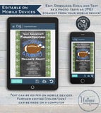Touchdowns and Tailgates Invitation, Thanksgiving Touchdowns & Turkey, Editable Tailgate Invitations Printable
