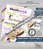 Sloth Birthday Welcome Sign, Editable Christmas Sloth Birthday Party, Photo Prop, Merry Slothmas Digital Printable INSTANT DOWNLOAD 16x20