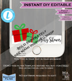 Christmas Diaper Raffle Ticket, Present Books for Baby Shower Invitation Inserts, Editable Winter Baby Shower Gift Card