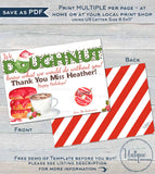 Donut Thank You Gift Card holder, Editable Christmas Thank You Doughnut, School Teacher Coffee and Donut  Printable