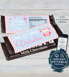 Editable Owl Valentines Day Candy Bar Wrapper, Love Chocolate Bar Owl be yours decoration, Valentine Gift Printable  1.55oz
