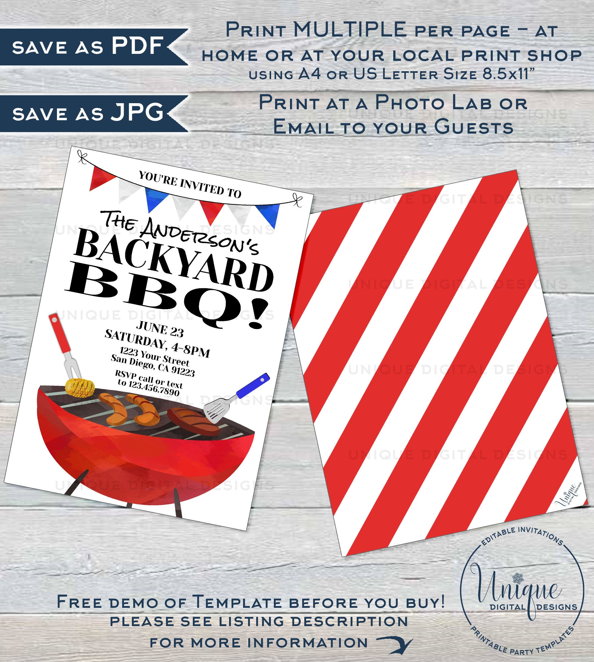 Backyard BBQ Invitation, Editable Neighborhood Summer Yard Grill Out, backyard-bbq-invitation-editable-neighborhood-summer-yard-grill-out