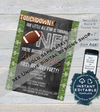 Football Baby Shower Invitation, Editable Baby Sprinkle Baby Boy Invite, Touchdown Chalkboard, Printable Thank You   4x6