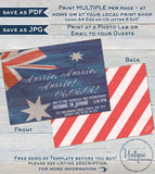 Australia Day Invitation, Editable Rustic Aussie Invite, Aussie Oi Oi 26 January Flag, Summer BBQ Party Personalize diy