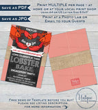 Lobster Bake Invitation, Editable Crawfish Boil Engagement Party, BBQ Grill Pinch Us Married Wedding Feast diy Personalized