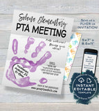 Editable PTA Meeting Invitation, Parent Teacher Invite, pto ptsa School Meeting Flyer Digital Printable