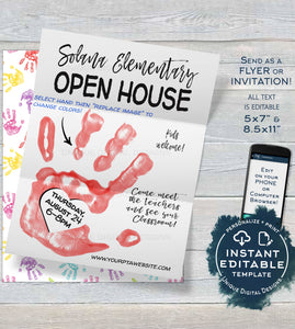 Back to School Open House Invitation, Editable Parent meet the Teacher Invite, PTA School Meeting Flyer Printable