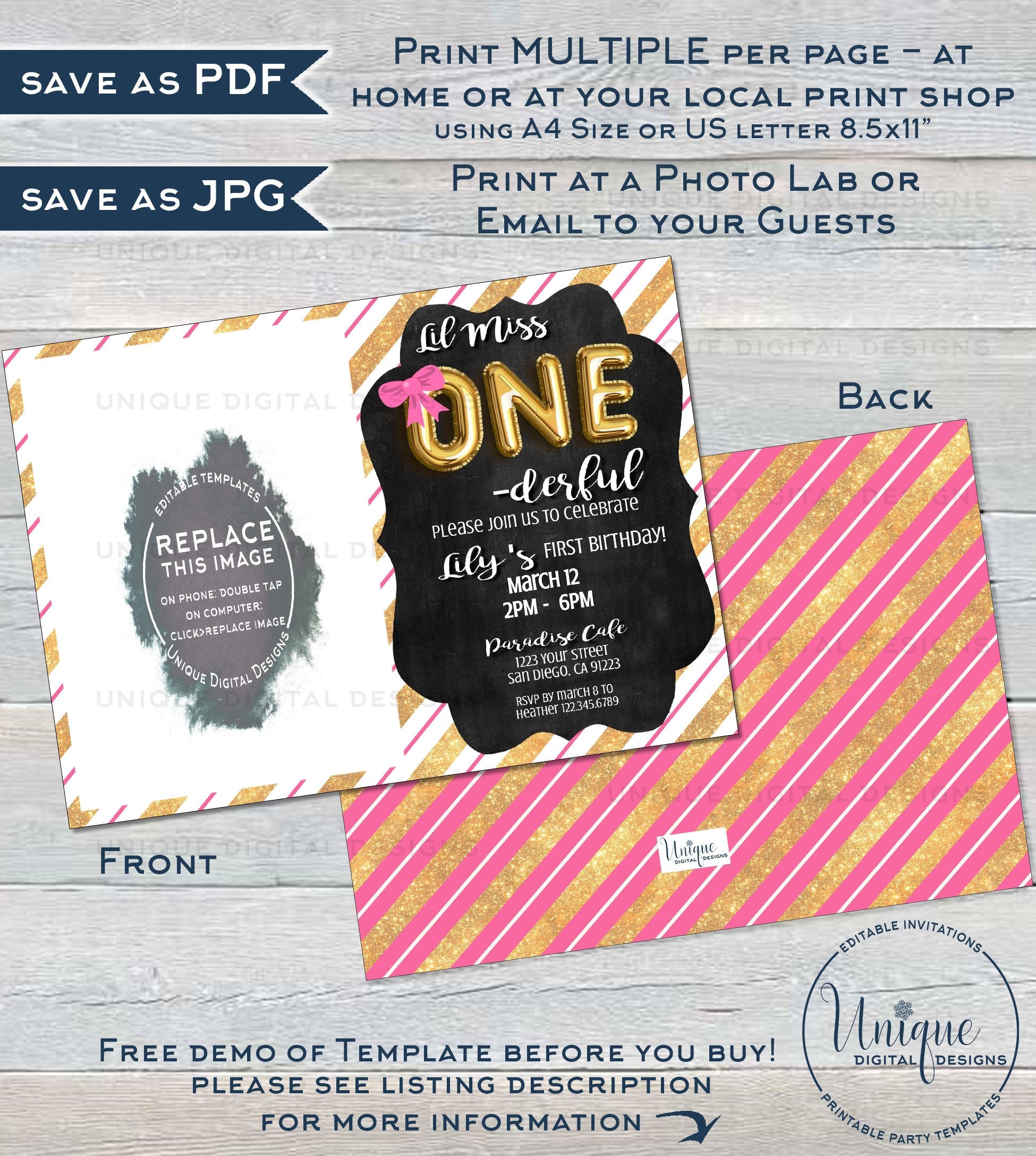 One-derful Birthday Invitation, Editable One Derful First Birthday Inv one-derful-birthday-invitation-editable-one-derful-first-birthday-inv