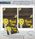 Sunflower Baby Shower Invitation KIT, Editable Diaper Raffle, Books for Baby Invite Insert Thank You Rustic Sunflower Print