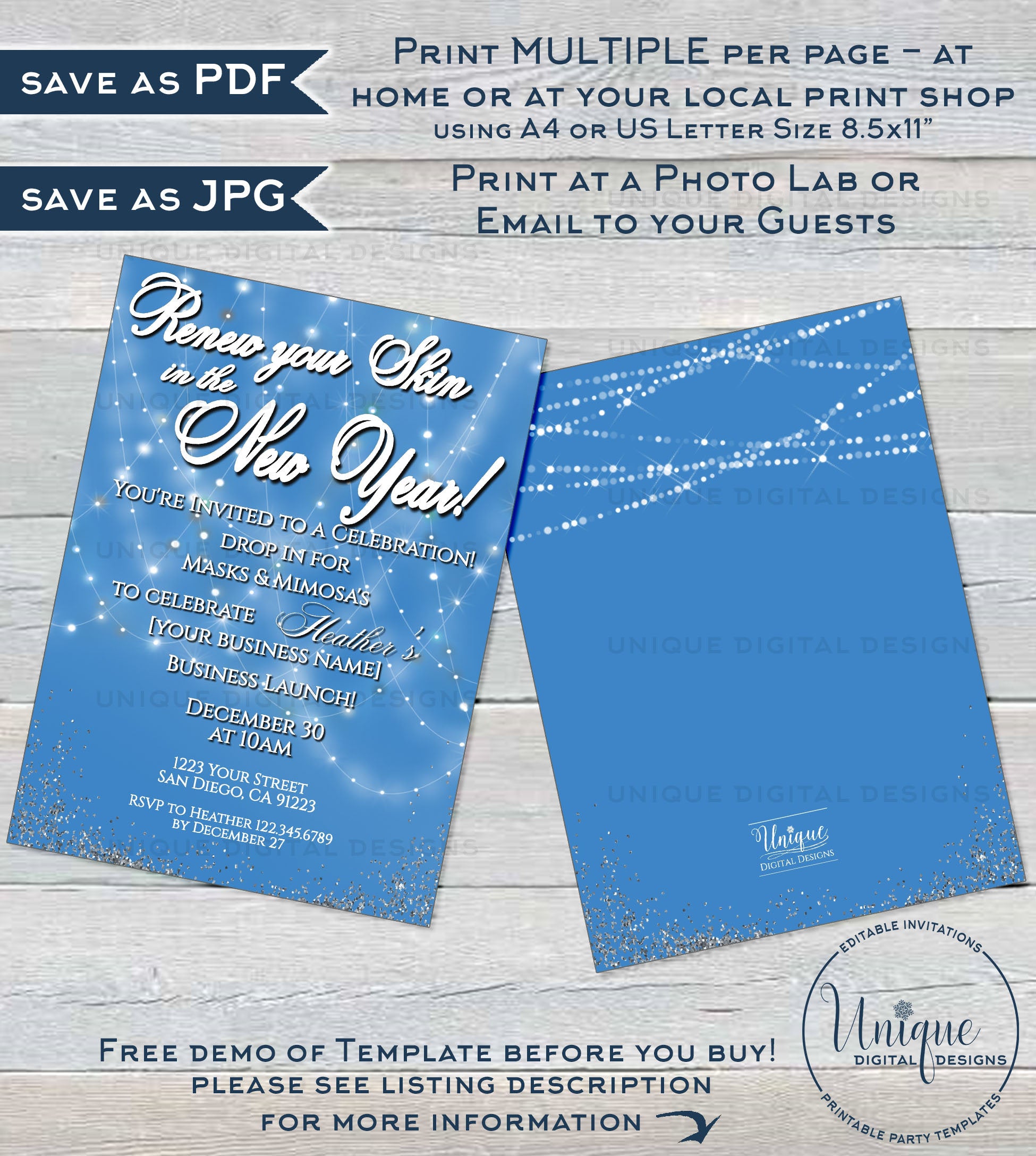 Rodan and Invitation, Editable Business Launch Party BBL Invite, R F R