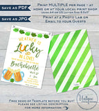 St Patrick&#39;s Day Bachelorette Invitation, Editable Lucky in Love Wedding Party Invite, Lucky Green Beer Custom Printable INSTANT DOWNLOAD