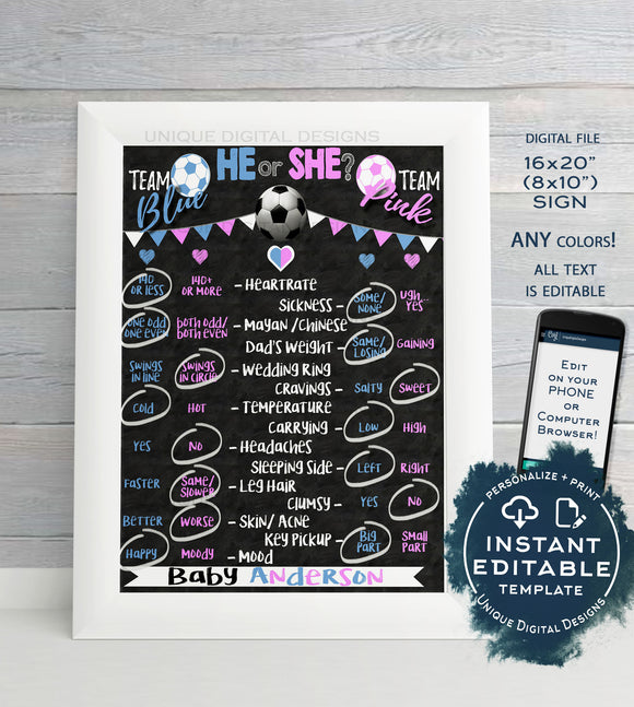 Soccer Gender Reveal Party, Old Wives Tales Sign, Soccer Sign, GOAL Chalkboard, Personalize Custom Digital Printable
