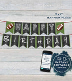 Football Birthday Decorations KIT, Invitation plus Editable First Birthday Football Party Pack