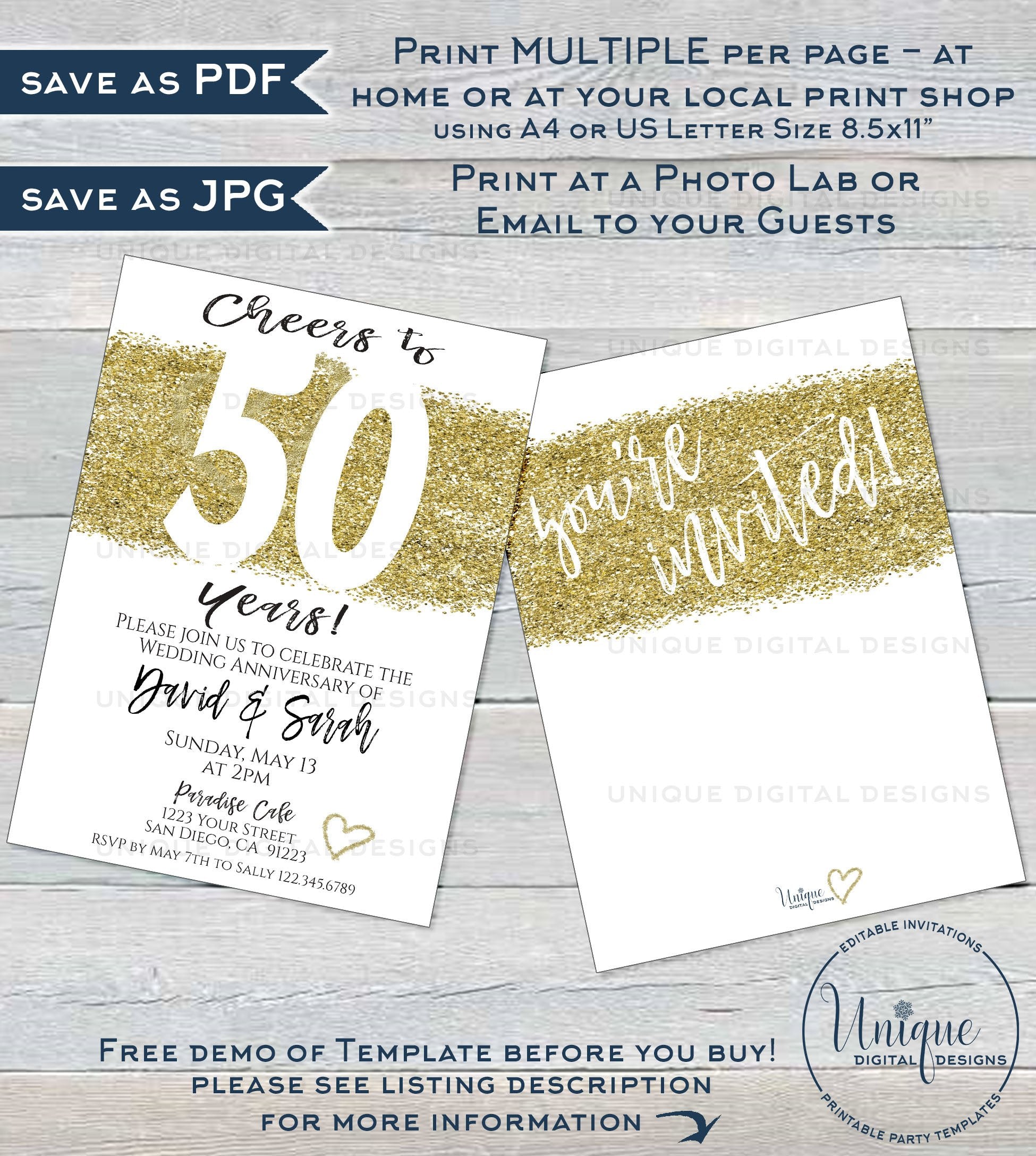 50 year Anniversary Invitation Fiftieth Golden Wedding Anniversary 50t 50-year-anniversary-invitation-fiftieth-golden-wedding-anniversary-50t