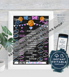 He or She Gender Reveal Party, Editable Old Wives Tales Sign, What Will Baby Be Chalkboard Personalized Digital Printable diy