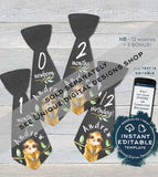 Baby Boy Ties, Editable Milestone Stickers for Boy, Baby Photo Prop Bodysuit Monthly Sticker, diy Digital Printable Custom