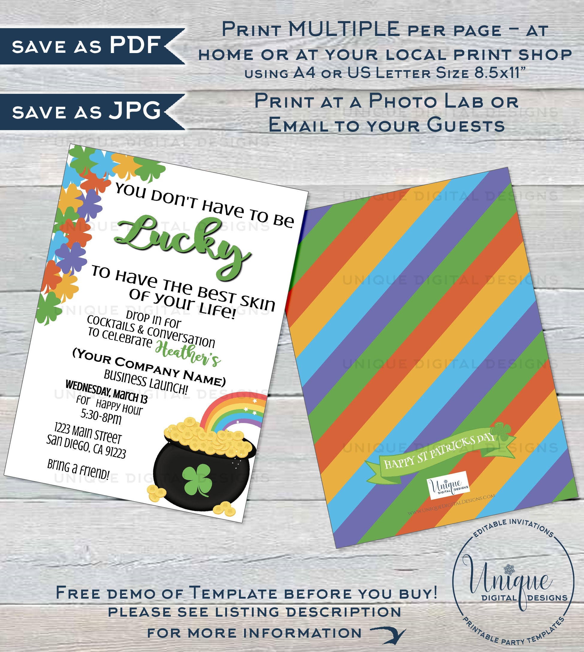 Free St. Patricks Day Party Printable Invitations
