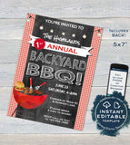 Backyard BBQ Invitation, Editable Neighborhood Summer Block Party Grill Out, hoa Community Street Party Print Personalized