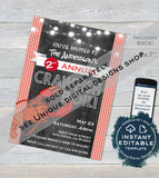 4th of July Block Party Invitation, Editable July 4th Street Party Flyer, Red White Blue Firecracker BBQ Neighborhood Print
