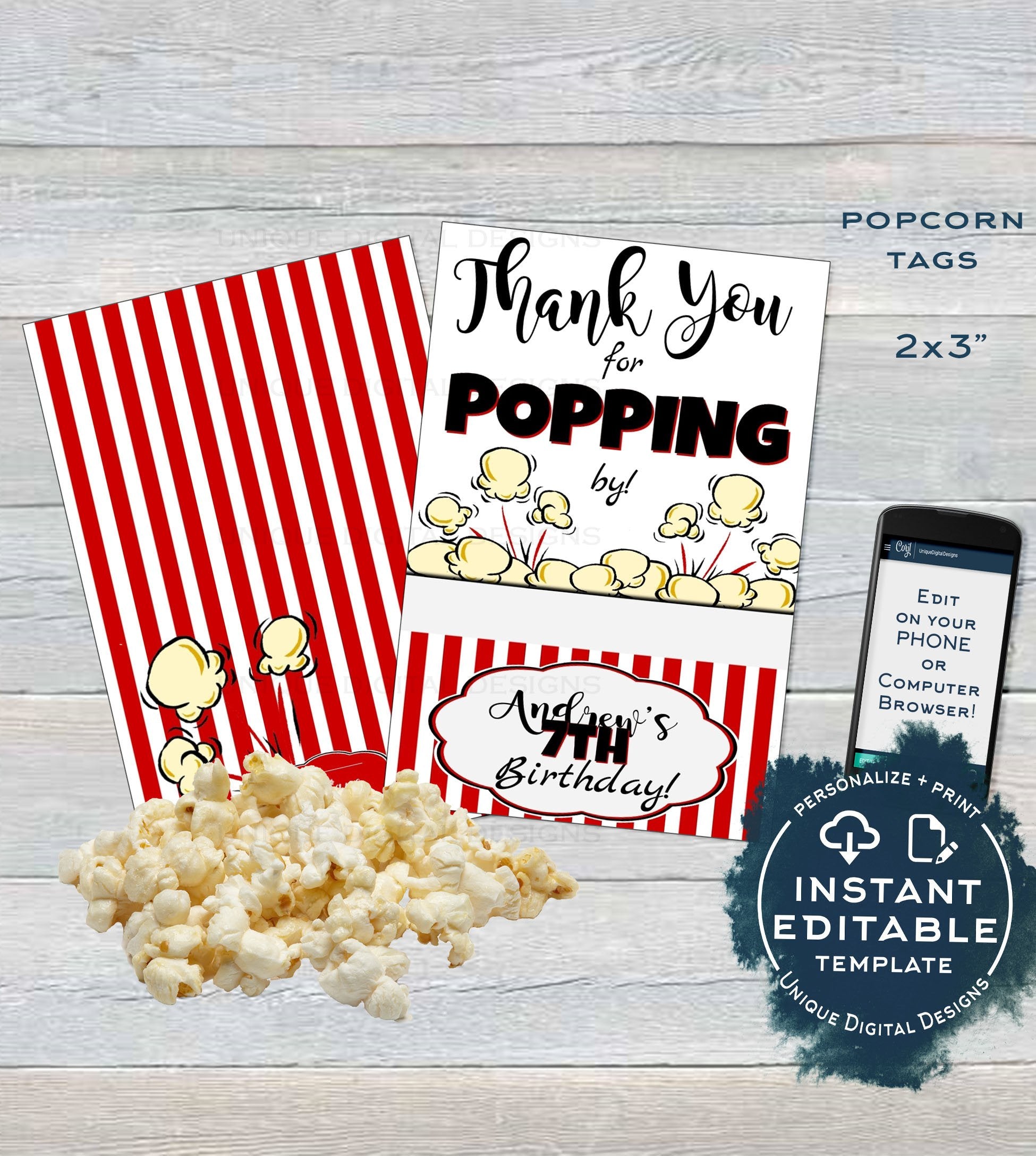 Popcorn Tag, Editable Popcorn Party Favor Labels, Food Tag Birthday Pa popcorn-tag-editable-popcorn-party-favor-labels-food-tag-birthday-pa