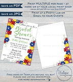 Flower Bridal Shower Invitation, Editable Spring Wedding Invite,  Spring Floral Bride Party summer, Personalized Custom Printable