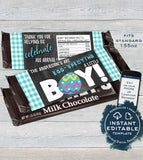 Egg-specting Baby Boy Candy Bar Wrapper Chocolate Bar Easter Baby Boy Shower theme decoration Printable  SelfEDITABLE 1.55oz