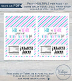 He or She Gender Reveal Candy Bar Wrapper Chocolate Bar Easter Baby Shower decoration Custom Printable  Self EDITABLE 1.55oz