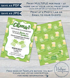 Rodan Skincare Invitation, St Patrick's Day Editable Business Launch Party, BBL Invite R F Cheers Green Beer diy Printable