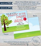 Park Birthday Party Invitation, Editable BBQ Picnic Party in the Park Invite, Playground Swing, Any Age, Printable Custom