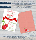 Cherry Birthday Invitation, Editable Girls Birthday Party Invite, We picked You for a Sweet Party Any Age, Printable Custom