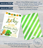St Patrick's Day Bachelor Invitation, Guys Editable Lucky in Love Wedding Party Invite, Lucky Green Beer Custom Printable
