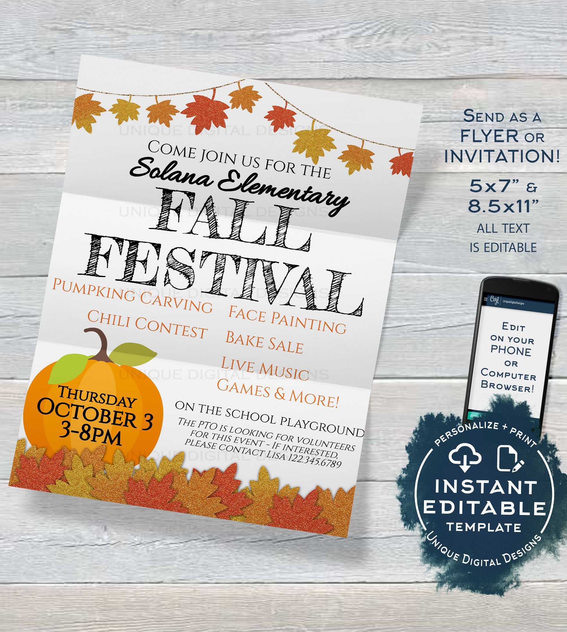 fall-festival-flyer-editable-fall-harvest-invitation-printable-hallo for Free Printable Fall Festival Flyer Templates Fall Festival Flyer, Editable Fall Harvest Invitation, Printable Hallo for Free Printable Fall Festival Flyer Templates