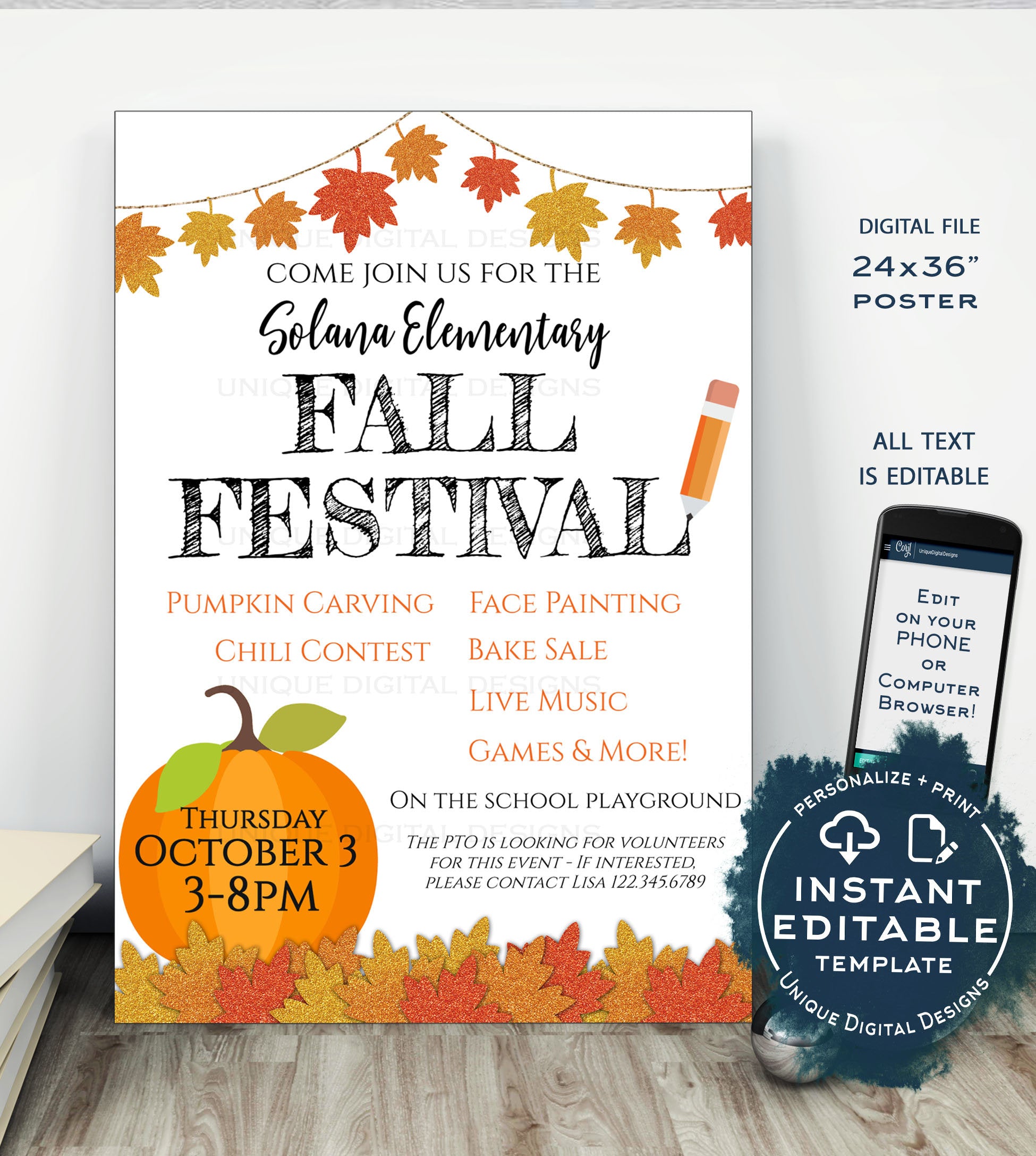 Fall Inschool School Fall Festival Flyer