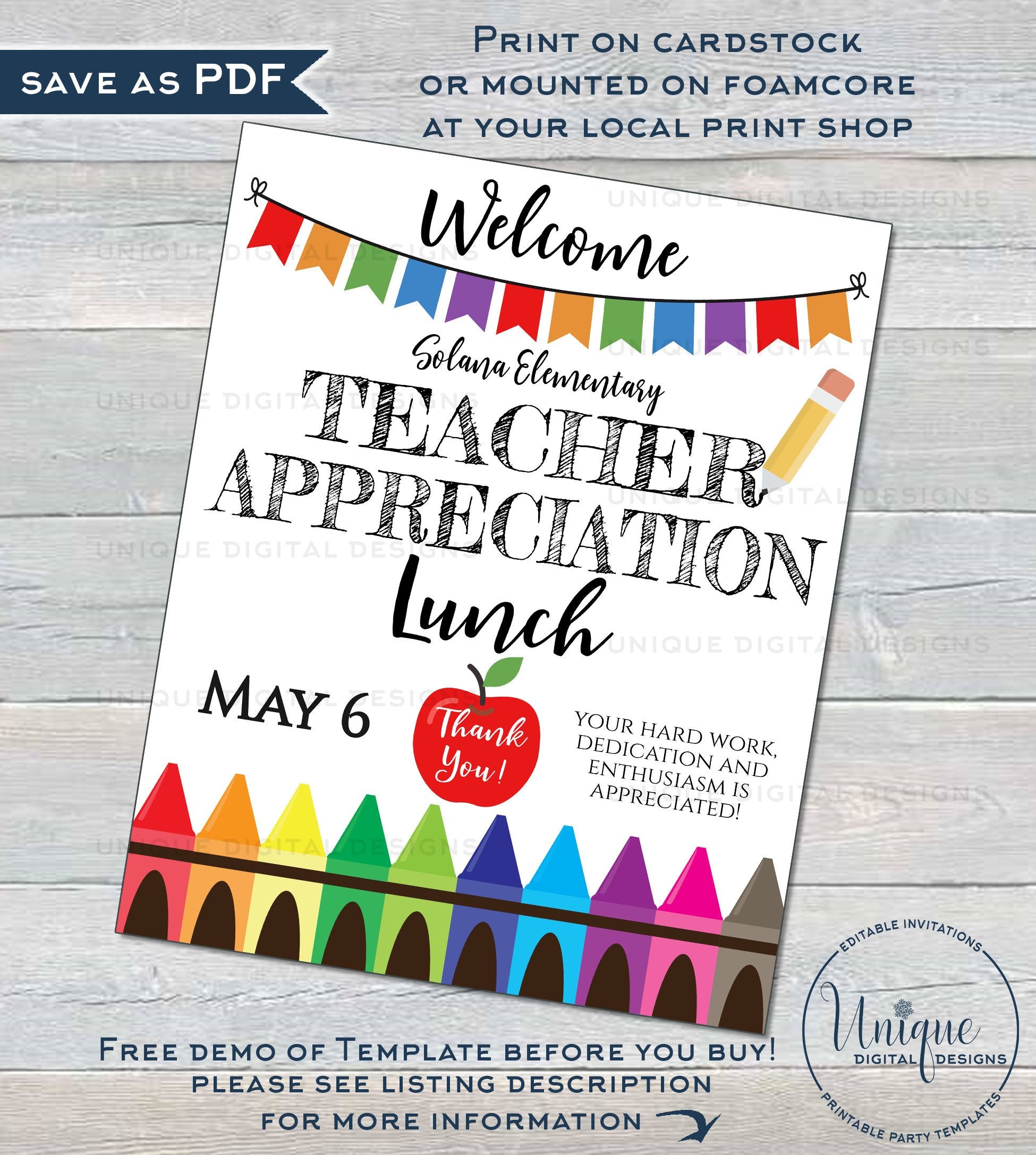 teacher-appreciation-welcome-sign-editable-school-lunch-poster-staff for Free Printable Employee Appreciation Flyer Teacher Appreciation Welcome Sign, Editable School Lunch Poster, Staff for Free Printable Employee Appreciation Flyer